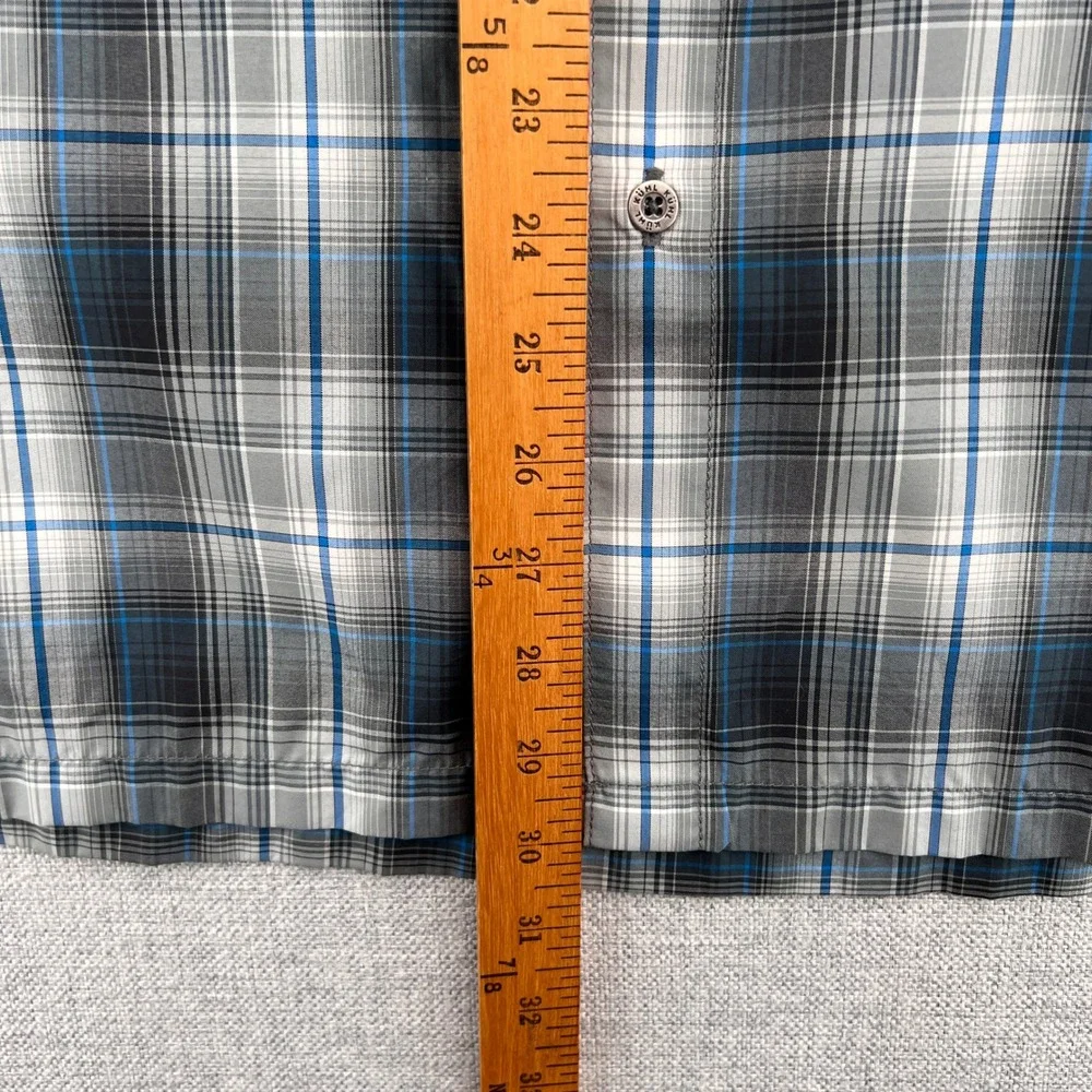 KUHL Response Button Shirt Men XL Gray Blue Plaid Short Sleeve Outdoor Hike GORP - Picture 8 of 12